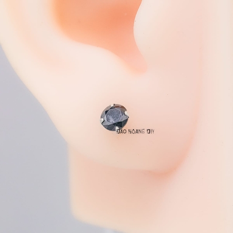 Bông Tai Bạc Nữ Kiểu Nụ Đá Đen Tròn Nhỏ Xinh H2410220052