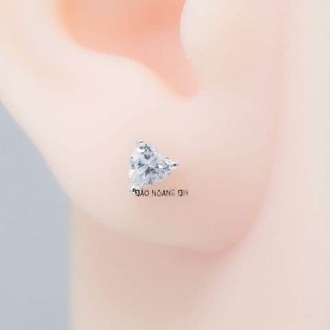 Bông Tai Bạc Nữ Kiểu Nụ Đá Trắng Hình Trái Tim  H2410220057