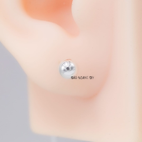 Bông Tai Bạc Kiểu Nụ Tròn Trơn 2 Size