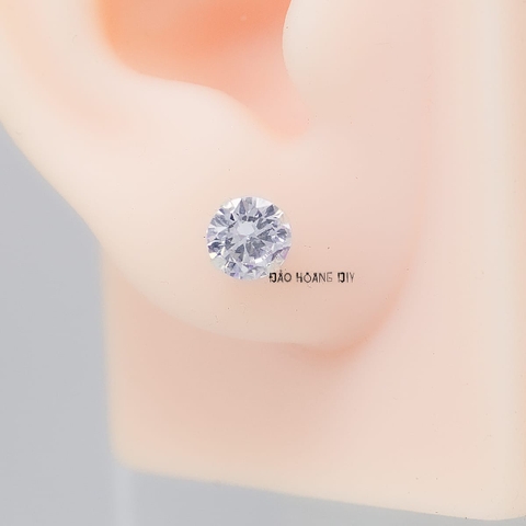 Bông Tai Bạc Kiểu Nụ Đá Trắng Tròn 2 Size