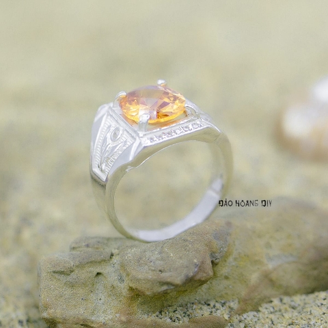 Nhẫn Bạc Nam Phong Thủy Đá Da Cam N2408200008