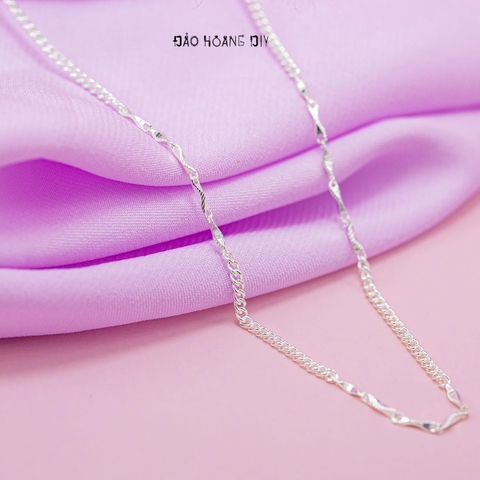 Dây Chuyền Bạc Nữ Dây Đơn Mix Sợi Đặc Nhỏ Phay Chéo Cạnh D2411150074
