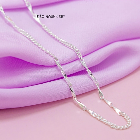 Dây Chuyền Bạc Nữ Dây Đơn Mix Sợi Đặc Nhỏ Phay Ngang Cạnh D2411160008