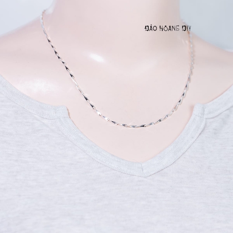 Dây Chuyền Bạc Nữ S999 Sợi Đặc Phay Chéo Cạnh D2411150066