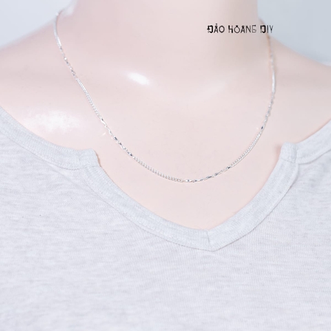 Dây Chuyền Bạc Nữ Dây Đơn Mix Sợi Đặc Nhỏ Phay Chéo Cạnh D2411150074