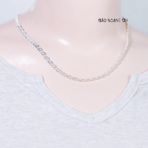 Dây Chuyền Bạc Ta Nữ Dạng Dẹt Bản To Chắc Chắn D2411150040