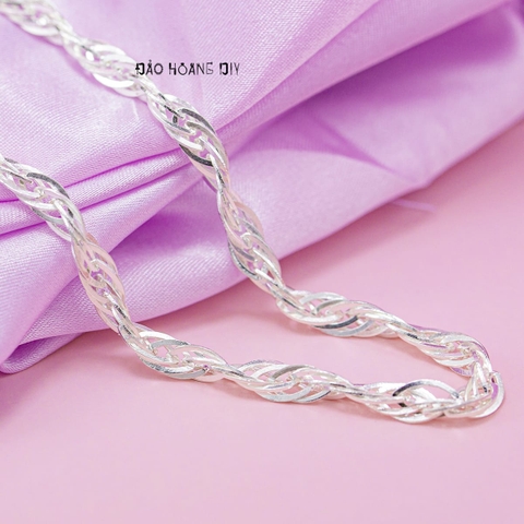 Dây Chuyền Bạc Nữ Dạng Xoắn Sợi To Chắc Chắn Nổi Bật D2411130092