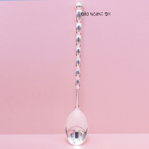 Thìa Bạc Nguyên Chất S999 Kiểu Trơn Cán Hình Cành Trúc