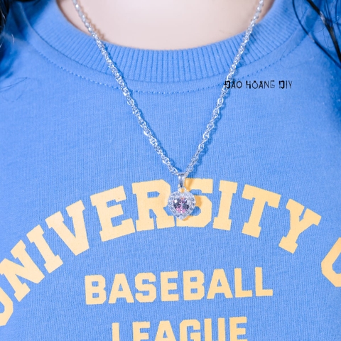 Dây Chuyền Bạc S990 Nguyên Chất Cho Bé Gái Trái Tim Đá Hồng Sáng Lấp Lánh D2411090015