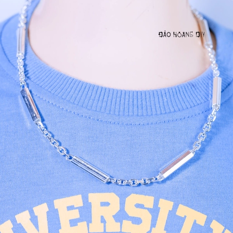 Dây Chuyền Bạc Cho Bé Kiểu Ống Đúc Dài Trơn Cứng Cáp D2411120003