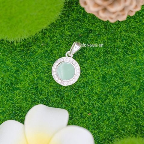 Mặt Dây Chuyền Bạc Trẻ Em S990 Mặt Tròn Xanh Ngọc M2409260042
