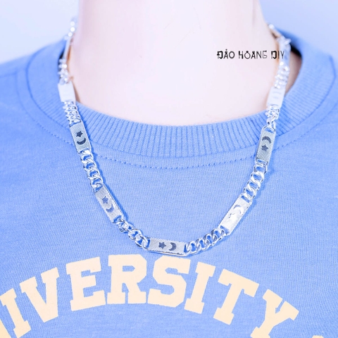 Dây Chuyền Bạc Cho Bé Bản Dẹt Hình Trăng Sao D2411120013