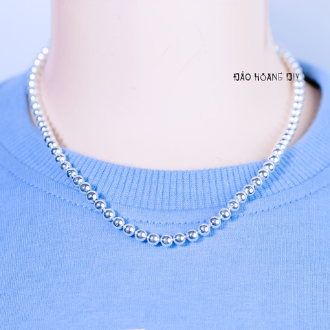 Dây Chuyền Bạc Cho Bé Mắt Hạt Tròn Trơn Xinh Xắn