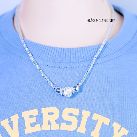 Dây Chuyền Bạc Cho Bé Quả Cầu Hình Lưới Thiết Kế Tỉ Mỉ Tinh Tế D2411090017