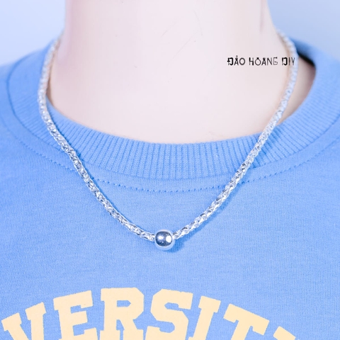 Dây Chuyền Bạc Cho Bé Kiểu Dây Dừa Bền Đẹp Một Mặt Tròn Trơn Đơn Giản D2411090020