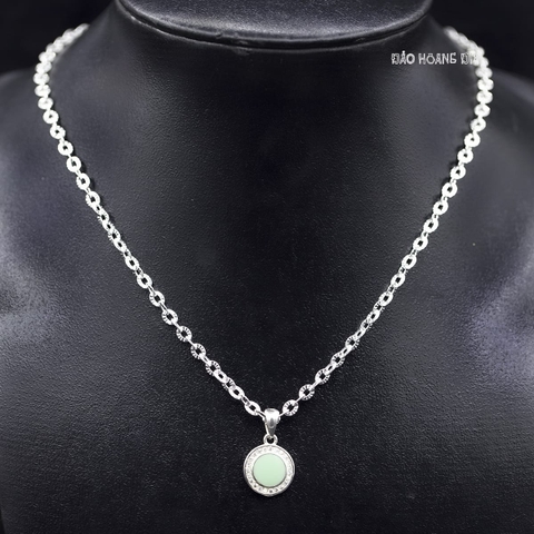 Mặt Dây Chuyền Bạc Trẻ Em S990 Mặt Tròn Xanh Ngọc M2409260042
