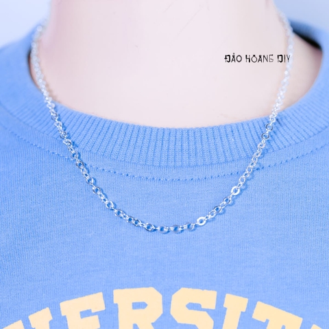 Dây Chuyền Bạc Cho Bé S925 Mắt Xích Chữ O Tròn Dẹt Trơn Mịn D2411120040