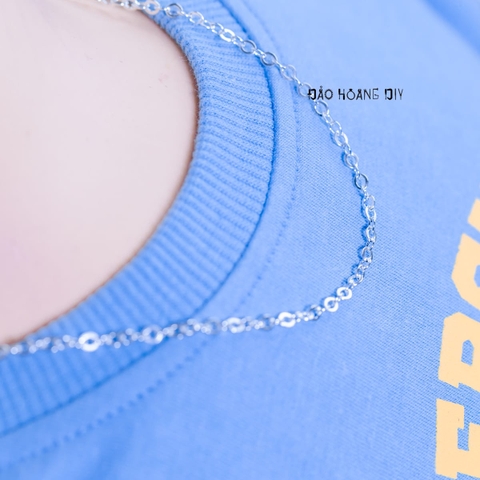 Dây Chuyền Bạc Cho Bé Chữ O Dẹt Trơn Thiết Kế Đơn Giản Nhiều Size