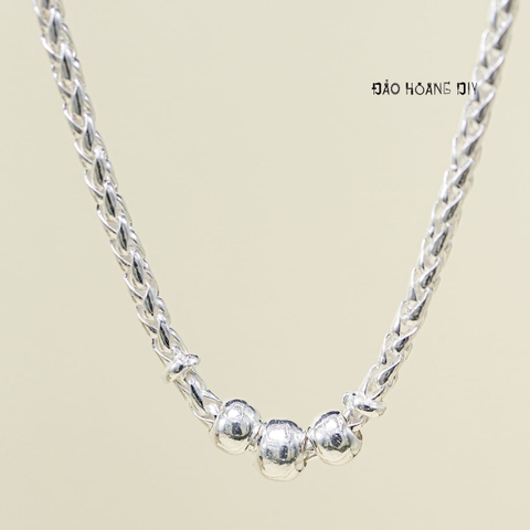 Dây Chuyền Bạc Cho Bé Kiểu Dây Dừa Bền Đẹp Mặt Tròn Trơn Đơn Giản  D2411090019