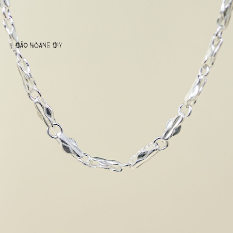 Dây Chuyền Bạc Cho Bé Ống Dẹt Kiểu Hoa Văn Đơn Giản Dễ Thương D2411120006