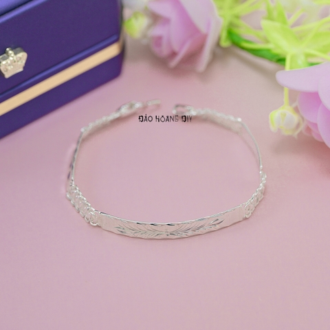 Lắc Tay Bạc Nữ S990 Nguyên Chất Khắc 3D Hình Chiếc Lá L2410130033