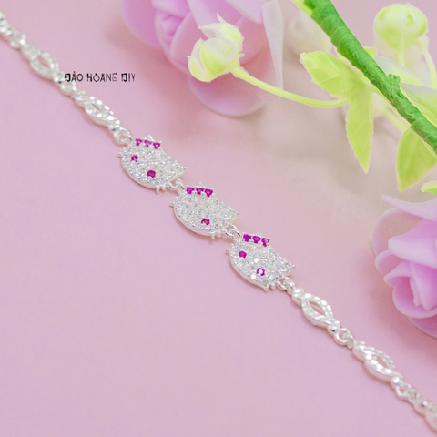 Lắc Tay Bạc Trẻ Em Mèo Kitty Đính Đá Xinh Xắn L2410150048