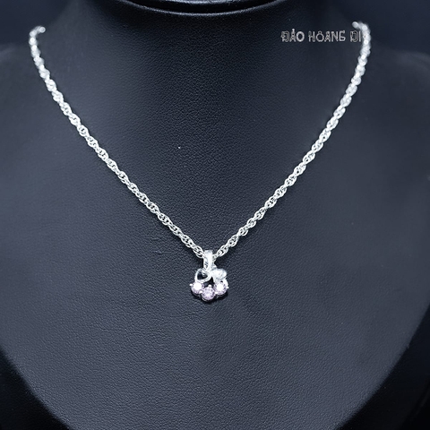 Mặt Dây Chuyền Bạc Trẻ Em Hình Trái Tim Đá Hồng Nổi Bật M2412130011