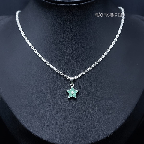 Mặt Dây Chuyền Bạc Trẻ Em Ngôi Sao Xanh Nhỏ Xinh M2412130013