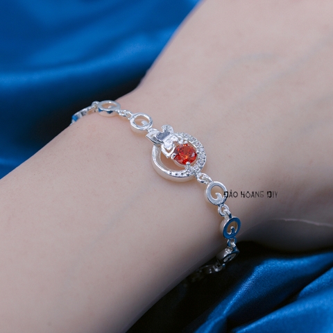 Lắc Tay Bạc Nữ Đá Cam Cánh Bướm Tinh Tế L2410130027