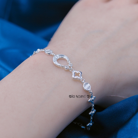 Lắc Tay Bạc Nữ S925 Cartier Cỏ 4 Lá L2410070038
