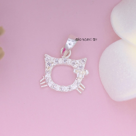 Mặt Dây Chuyền Bạc Trẻ Em Mặt Mèo Kitty Rỗng Đính Đá Nhỏ Xinh M2409270046