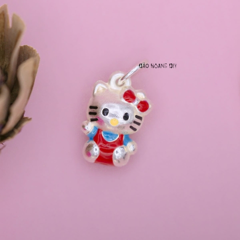 Mặt Dây Chuyền Bạc Trẻ Em Mèo Kitty Yếm Đỏ M2409270039