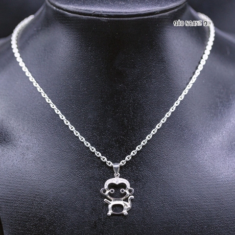 Mặt Dây Chuyền Bạc Trẻ Em S925 Hình Con Khỉ Đáng Yêu Trơn Ít Đá M2409260054