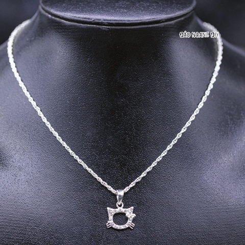 Mặt Dây Chuyền Bạc Trẻ Em Mặt Mèo Kitty Rỗng Đính Đá Nhỏ Xinh M2409270046