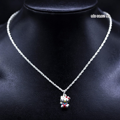 Mặt Dây Chuyền Bạc Trẻ Em Mèo Kitty Yếm Đỏ M2409270039