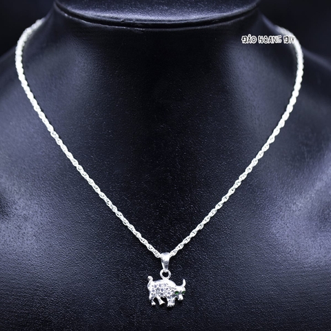 Mặt Dây Chuyền Bạc Trẻ Em Hình Con Trâu Đính Đá Xinh Xắn M2409270008