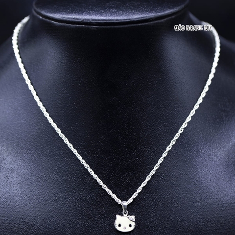 Mặt Dây Chuyền Bạc Trẻ Em Mặt Mèo Kitty Trơn M2409270043