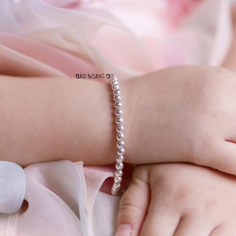 Lắc Tay Bạc Trẻ Em S99 Dây Hạt Tròn Trơn Sáng Mịn Có Thể Điều Chỉnh Kích Thước L2410150040