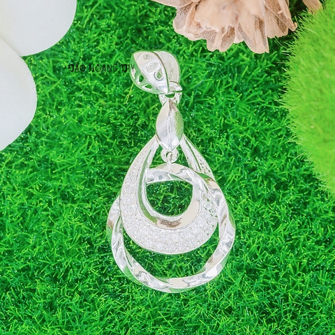 Mặt Dây Chuyền Bạc Nữ Vòng Tròn Xoắn Kết Hợp Hình Giọt Nước M2412170026