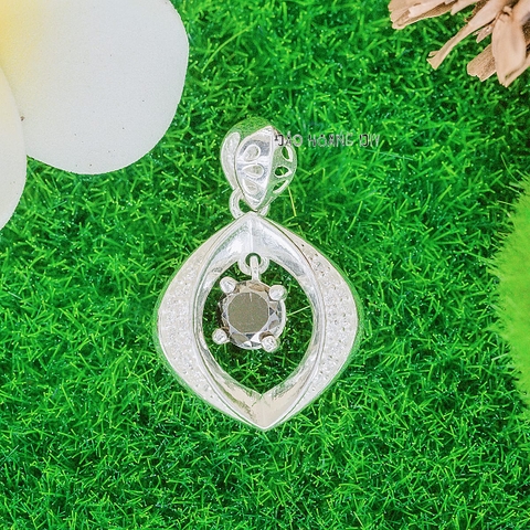 Mặt Dây Chuyền Bạc Nữ Chiếc Lá Đá Đen Sang Trọng M2412170089