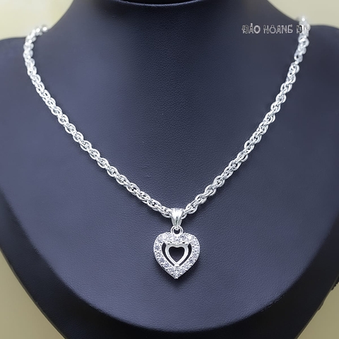 Mặt Dây Chuyền Bạc Nữ Hình Trái Tim Đính Đá Trái Tim Nổi Bật Thu Hút M2412170079