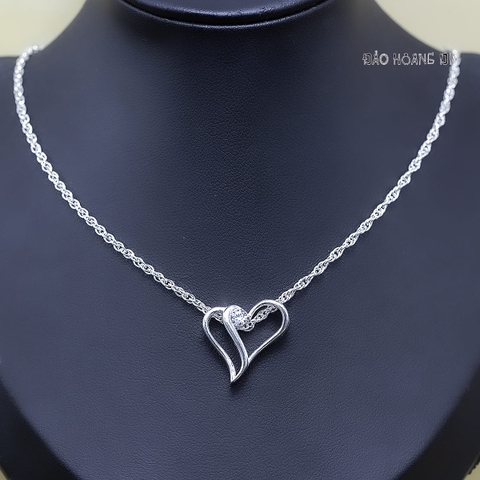 Mặt Dây Chuyền Bạc Nữ Trái Tim Kiểu Cách Điệu Dễ Thương M2412170088