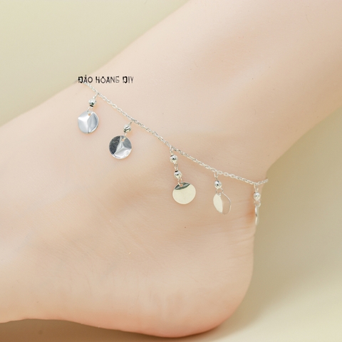 Lắc Chân Bạc Nữ S925 Kiểu 5 Mặt Tròn Trơn Sáng Đẹp L2410140061