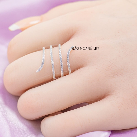 Nhẫn Bạc Nữ Đính Đá Tấm Mang Phong Cách Cá Tính N2412110012