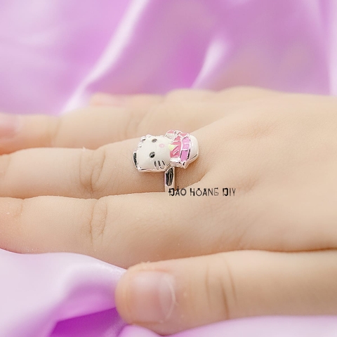Nhẫn Bạc Trẻ Em Mèo Kitty Hồng Dễ Thương Free Size N2412070015