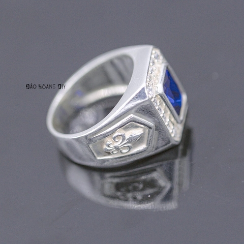 Nhẫn Bạc Nam Phong Thủy Đá Xanh Dương N2408200005