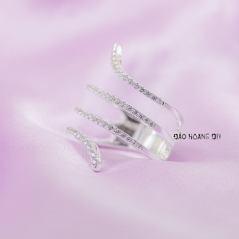 Nhẫn Bạc Nữ Đính Đá Tấm Mang Phong Cách Cá Tính N2412110012