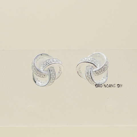 Bông Tai Bạc Nữ Kiểu Nụ Sợi Xoắn Đính Đá Tinh Tế H2410230009