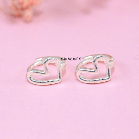Bông Tai Bạc Cho Bé Khong Tròn Trái Tim Lệch Kiểu Nhỏ Xinh H2410280012