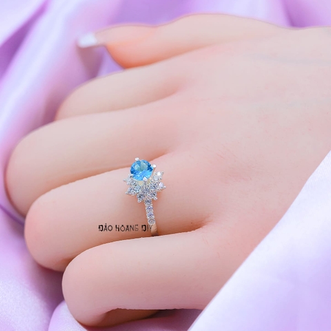 Nhẫn Bạc Nữ Phong Thủy Đá Xanh Dương N2409050030